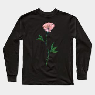 Pink Rose With Dripping Ink Long Sleeve T-Shirt
